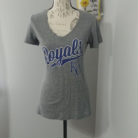 5th & Ocean Kansas City Royals Grey Short Sleeve V Neck Top M - Picture 1 of 10